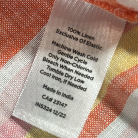 Talbots Plus Square Neck Linen Top Palm Stripe size 1X - Picture 8 of 16